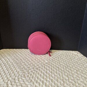 Pink Leather Buxton 2 Compartment Coin Circle Case